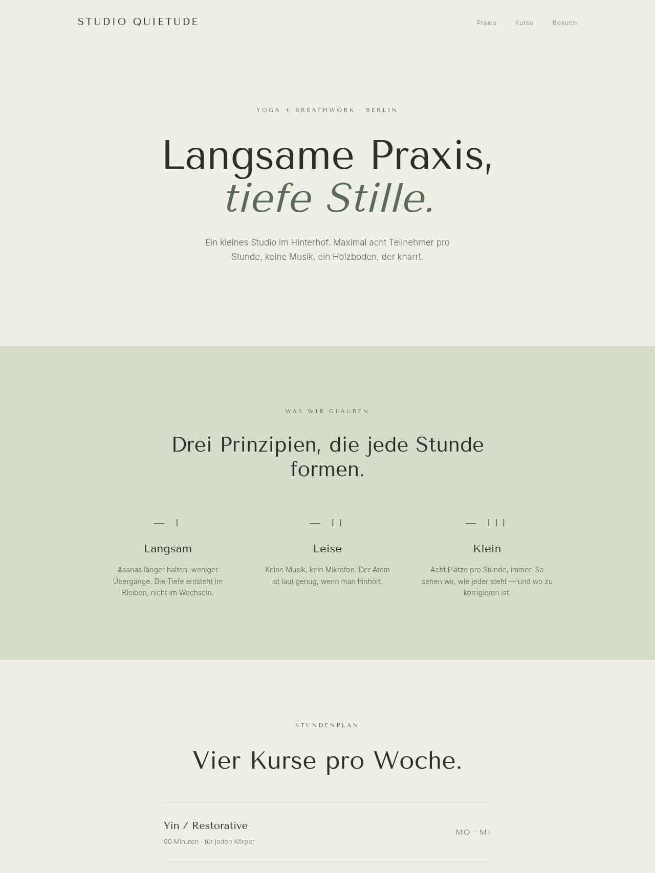 Studio Quietude — Yoga + breathwork in Berlin